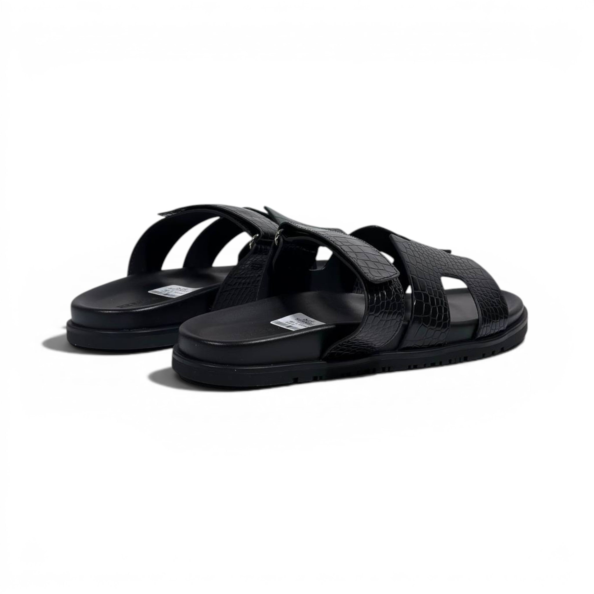 Hermès Black Crocodile Leather Slide Sandals – Luxury Designer Summer Slippers 🖤✨