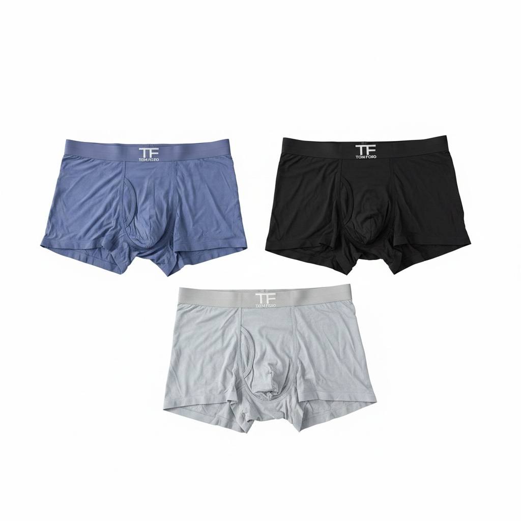 Tom Ford Premium Ice Silk Boxer Briefs Set – Luxury Everyday Essentials Collection 🖤🩶💙