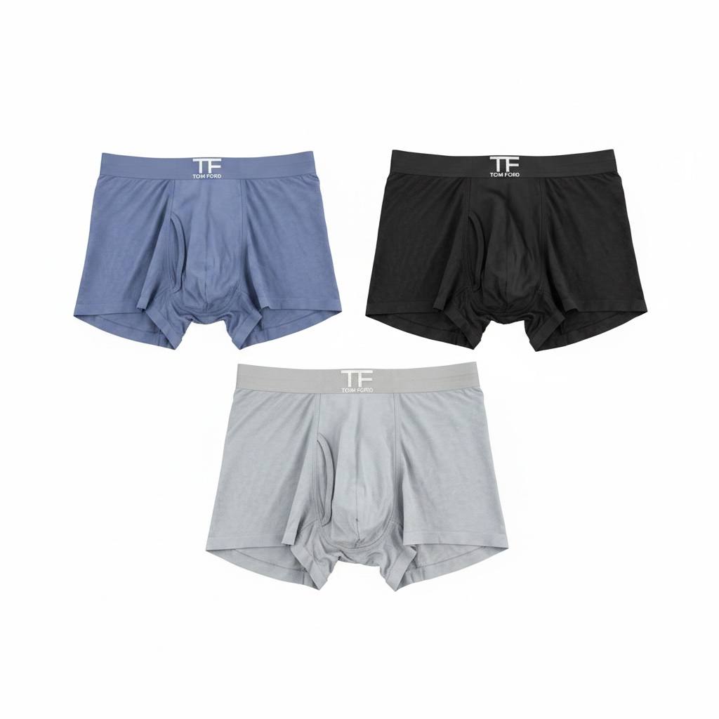 Tom Ford Premium Ice Silk Boxer Briefs Set – Luxury Everyday Essentials Collection 🖤🩶💙