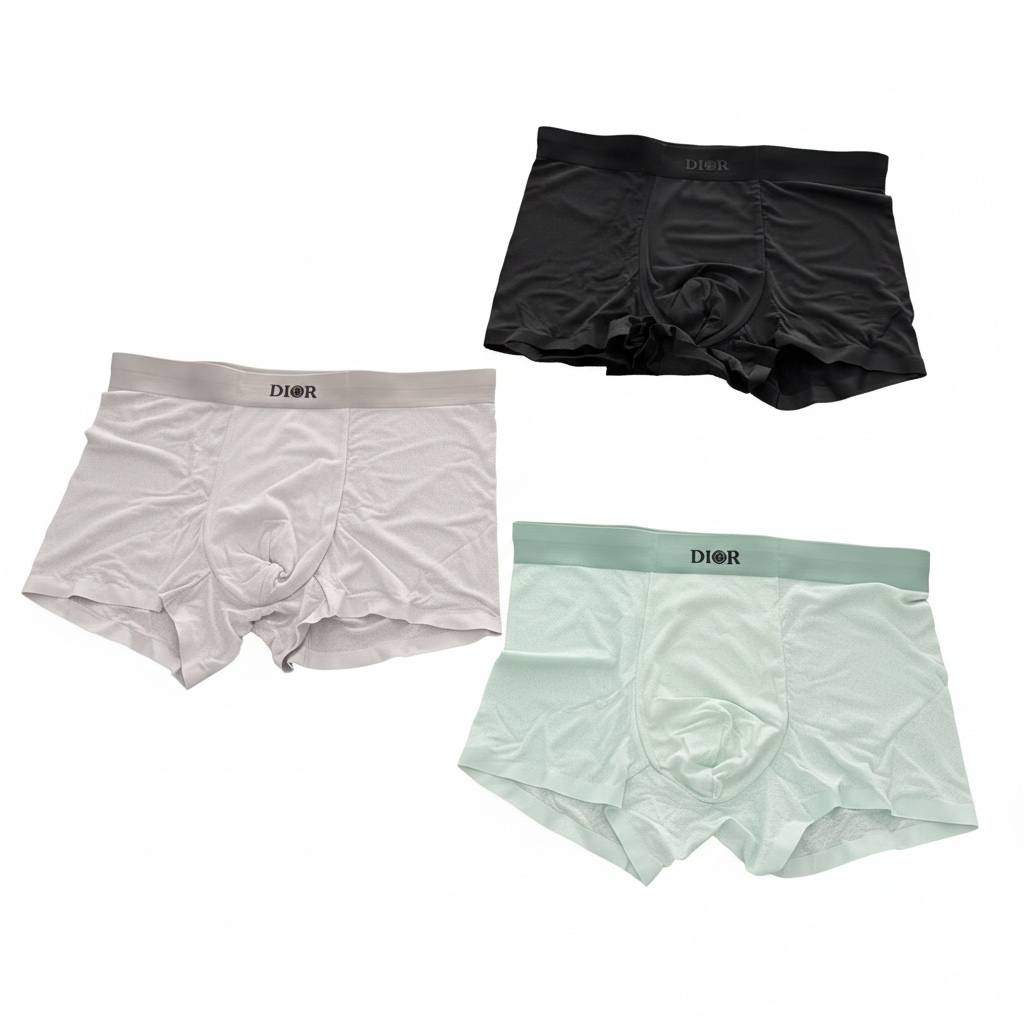 DIOR Premium Ice Silk Boxer Briefs Set – Luxury Comfort Edition ✨🖤