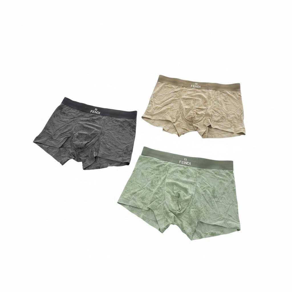FENDI Premium Ice Silk Boxer Briefs Set – Signature Luxury Comfort 🌿✨
