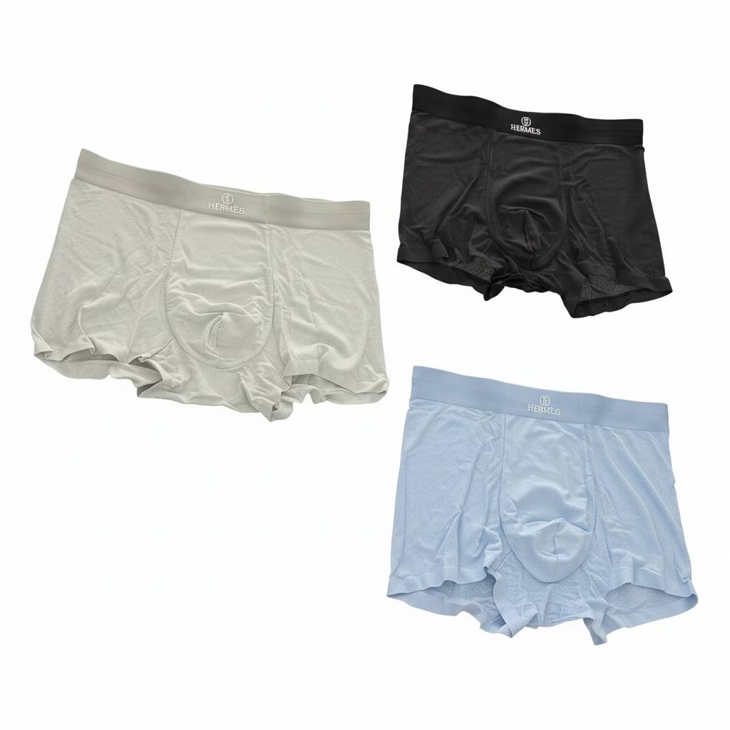 HERMÈS Premium Ice Silk Boxer Briefs Set – Luxury Essential Collection ✨🩵