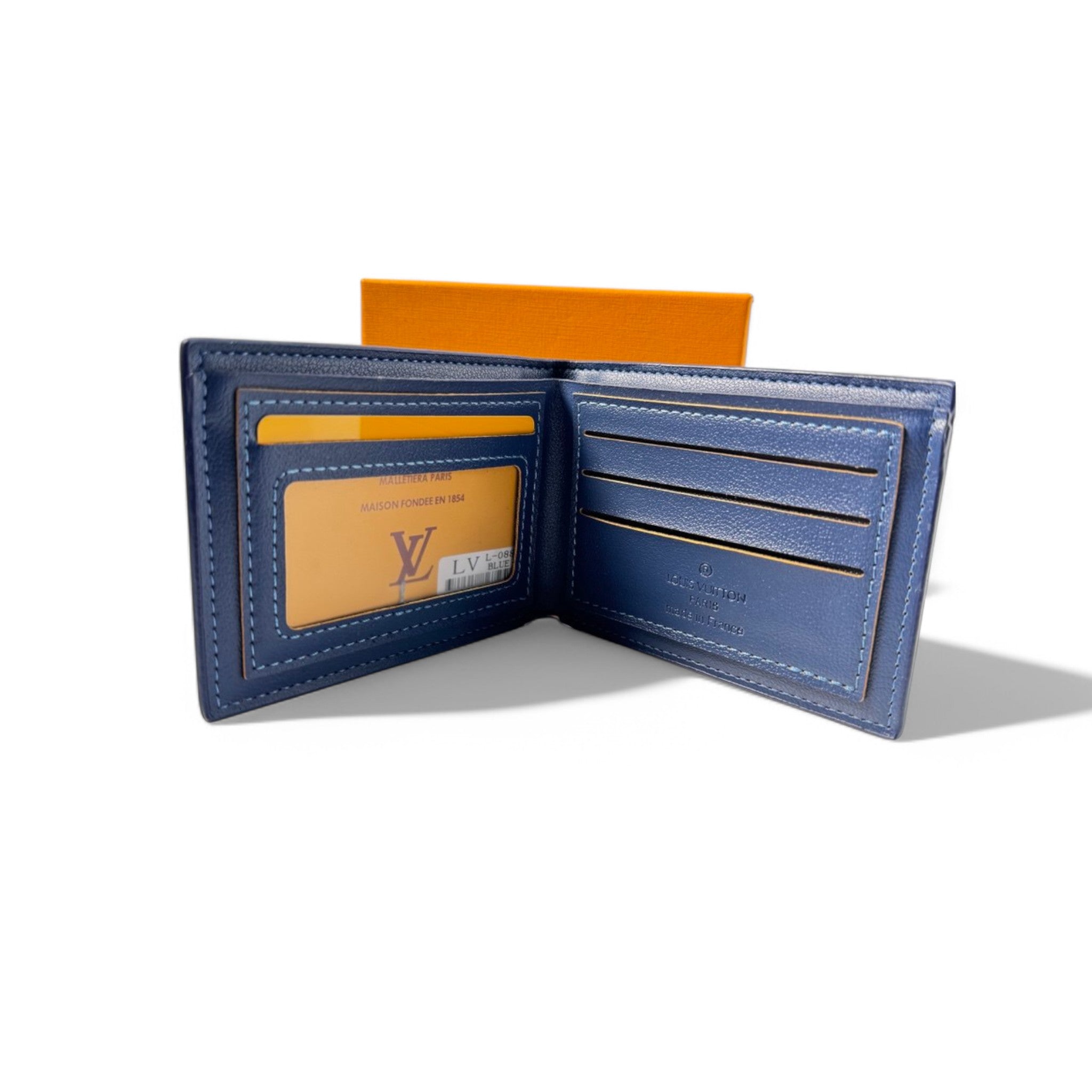 Louis Vuitton Damier Distorted Wallet – Navy Blue & Orange Accent Edition