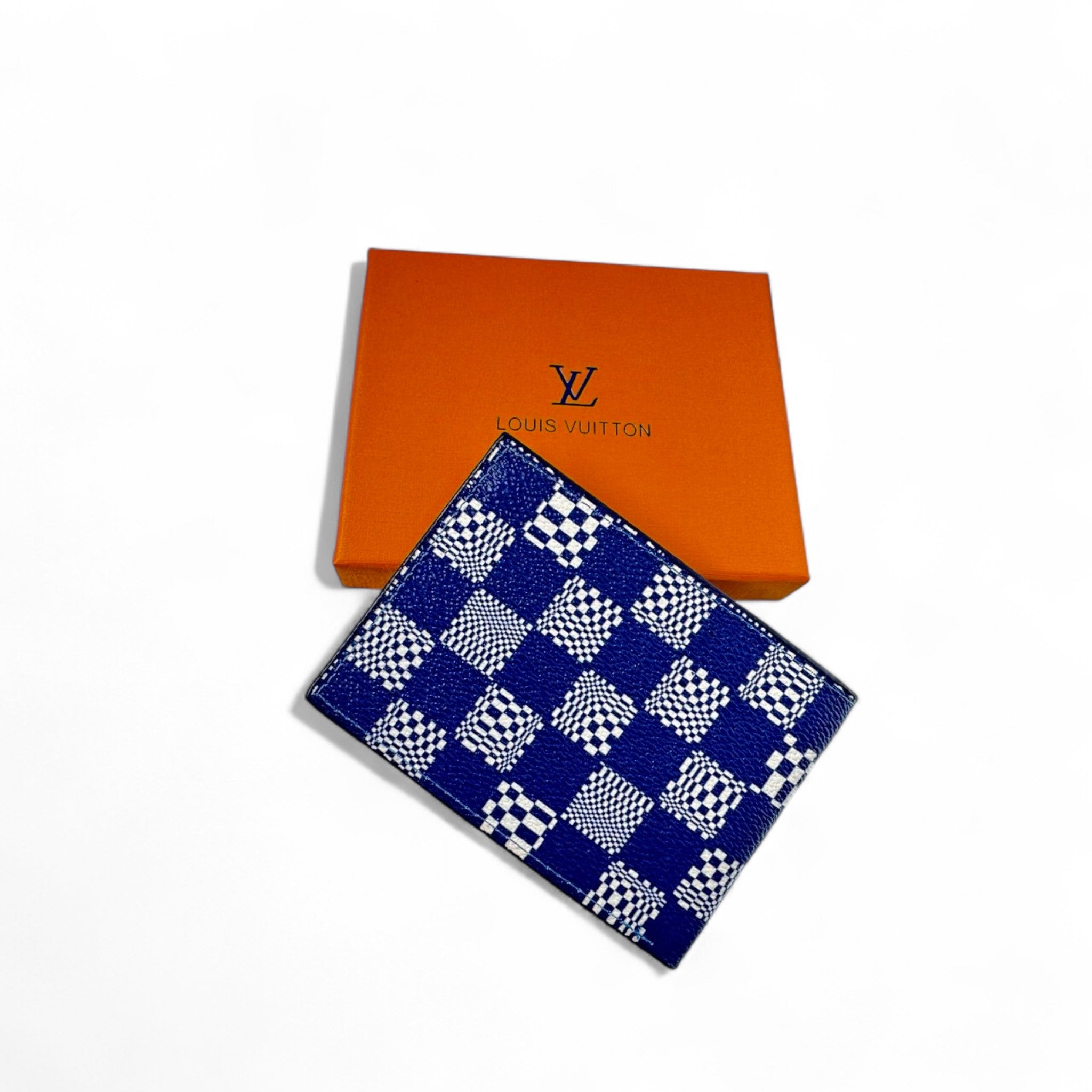 Louis Vuitton Damier Distorted Wallet – Navy Blue & Orange Accent Edition