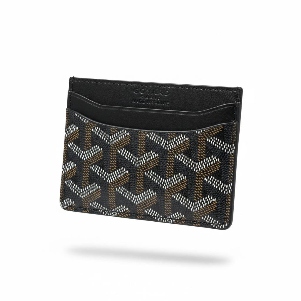 🖤✨ GOYARD Paris Signature Card Holder – Black & Brown Chevron Icon ✨🖤