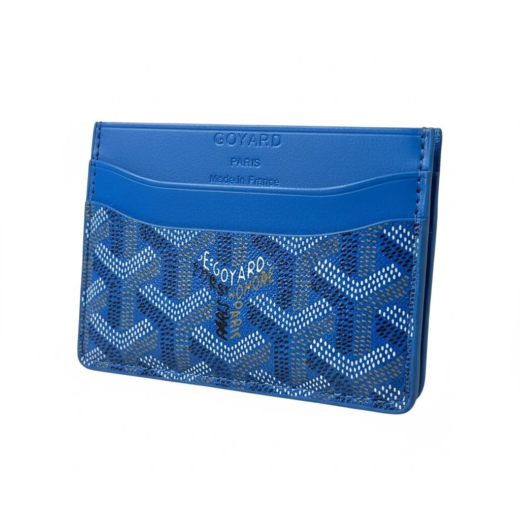 💙 GOYARD Paris Blue Chevron Card Holder – Made in France 🇫🇷✨