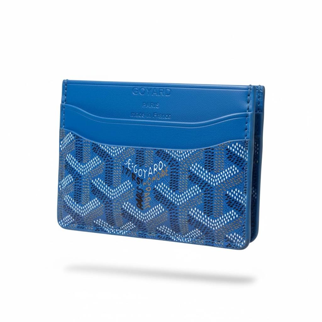 💙 GOYARD Paris Blue Chevron Card Holder – Made in France 🇫🇷✨