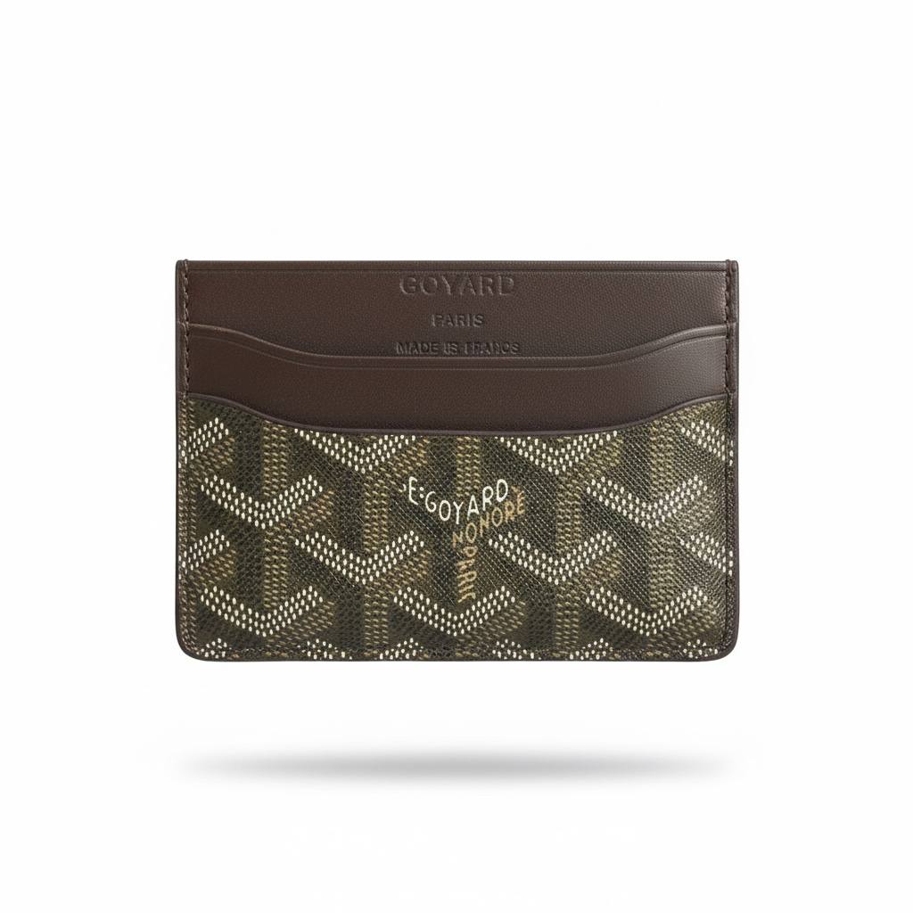 🤎✨ GOYARD Paris Chevron Card Holder – Olive & Brown | Made in France 🇫🇷