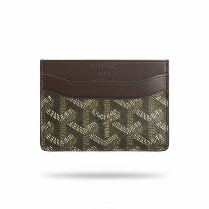 🤎✨ GOYARD Paris Chevron Card Holder – Olive & Brown | Made in France 🇫🇷