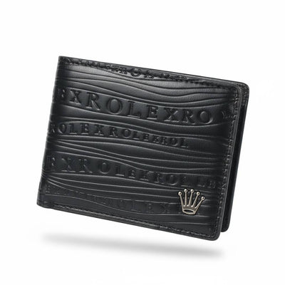 🖤👑 Rolex Embossed Leather Wallet – Signature Black Edition