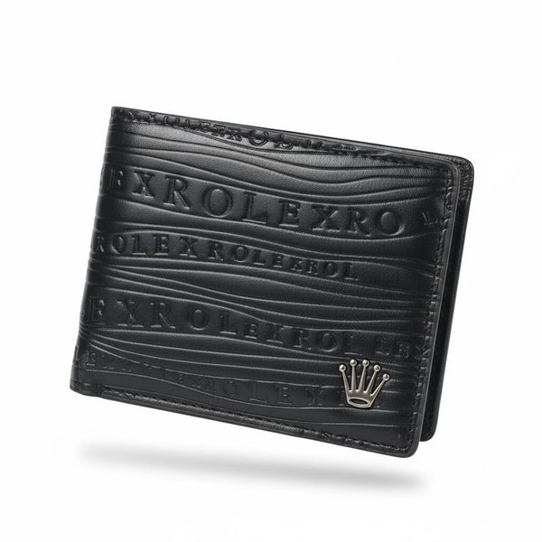 🖤👑 Rolex Embossed Leather Wallet – Signature Black Edition