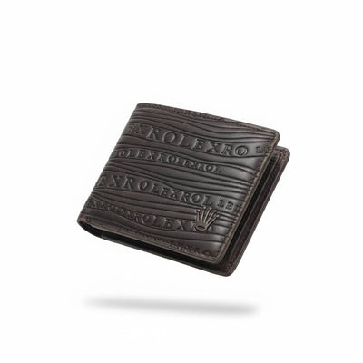 🖤👑 Rolex Embossed Leather Wallet – Classic Brown Edition
