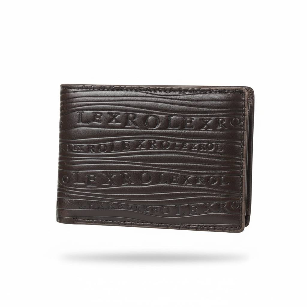 🖤👑 Rolex Embossed Leather Wallet – Classic Brown Edition