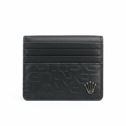 🖤👑 Rolex Embossed Leather Card Holder – Black Signature Edition