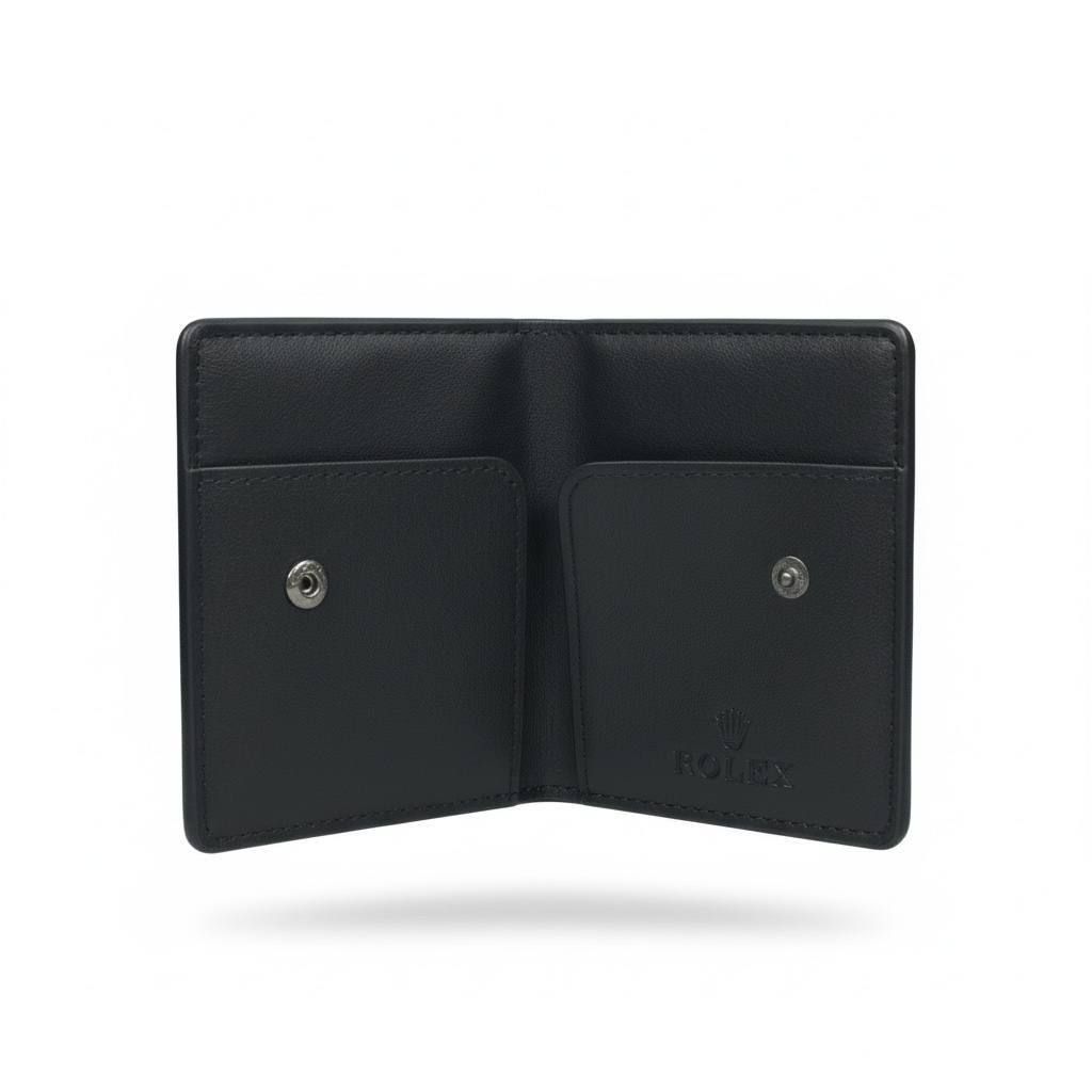 🖤👑 Rolex Embossed Leather Card Holder – Black Signature Edition