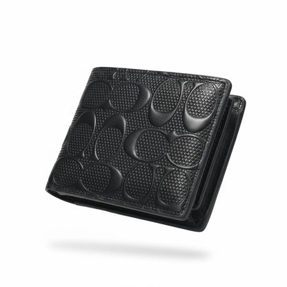 🖤✨ Coach Embossed Leather Wallet – Signature Black