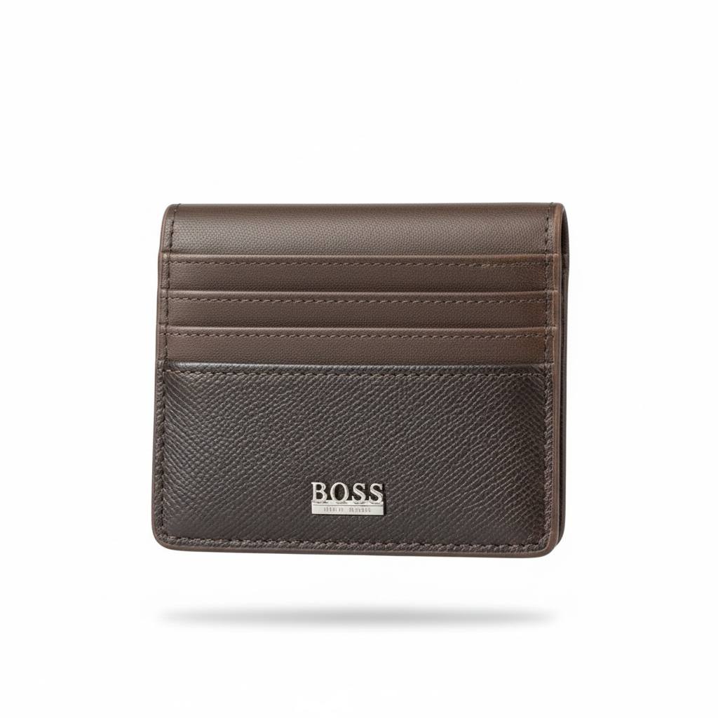 🤎✨ BOSS Leather Card Holder – Brown