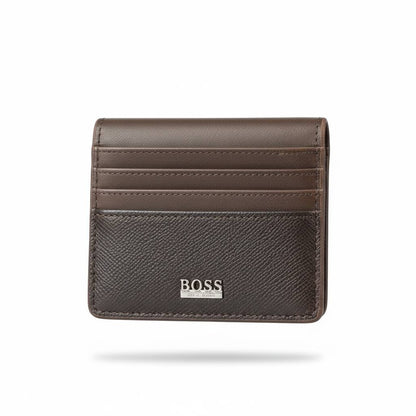🤎✨ BOSS Leather Card Holder – Brown