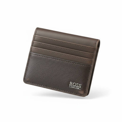 🤎✨ BOSS Leather Card Holder – Brown
