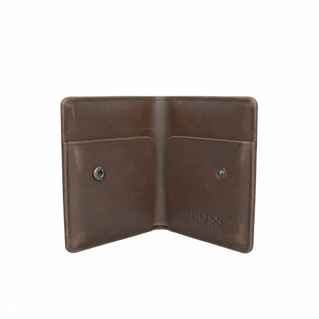 🤎✨ BOSS Leather Card Holder – Brown