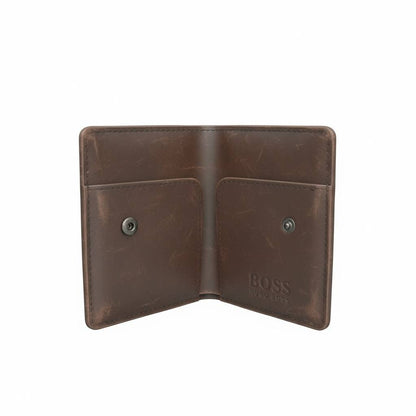 🤎✨ BOSS Leather Card Holder – Brown