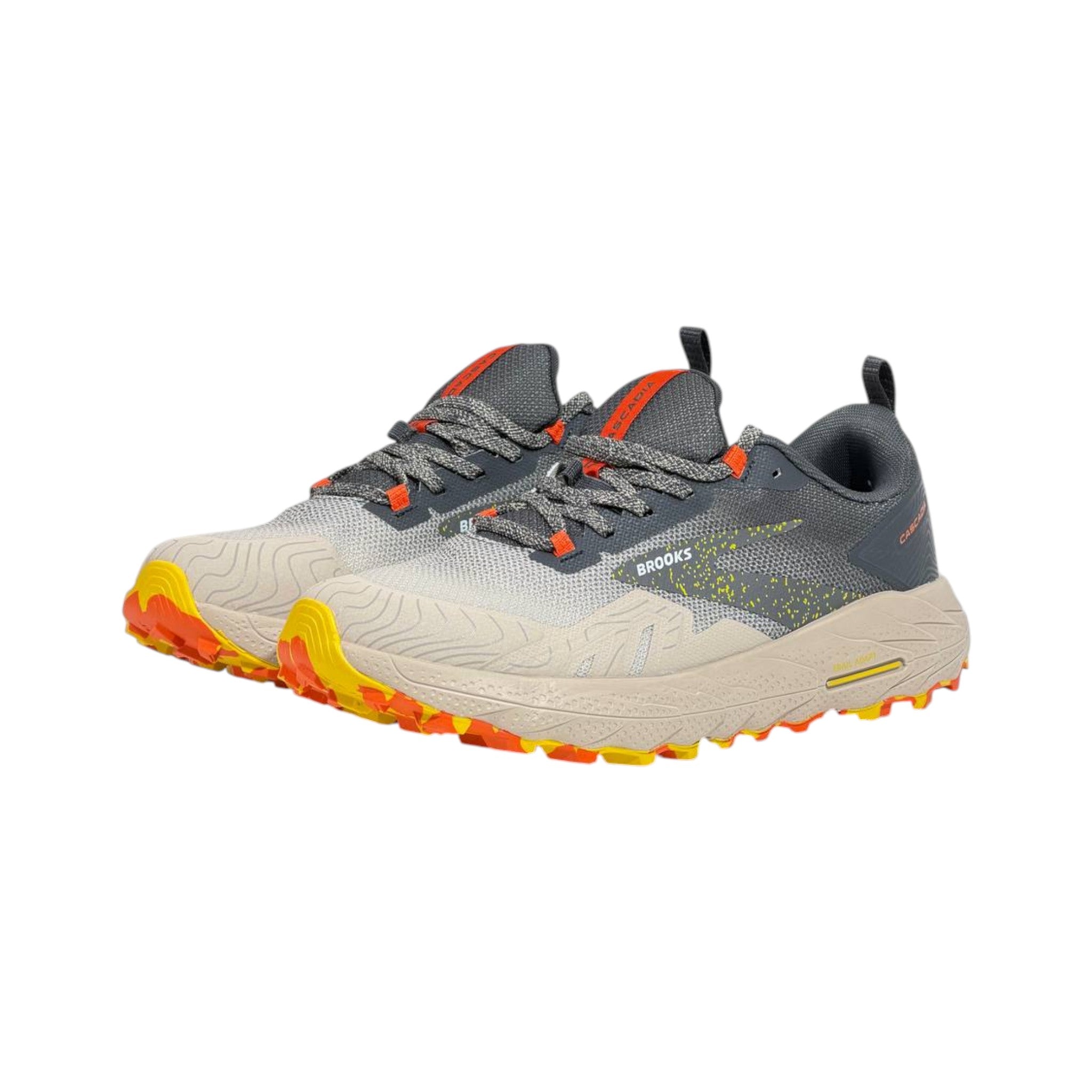 🌄👟 Brooks Cascadia Trail Running Shoes – Grey Orange Outdoor Adventure Sneakers ⚡🔥