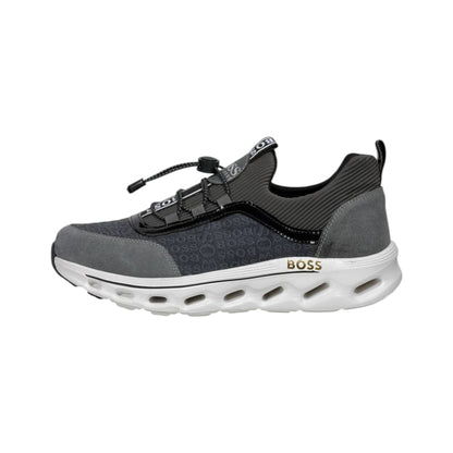 🩶🖤 Hugo Boss Grey & Black Luxury Runner Sneakers 👟⚡