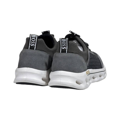 🩶🖤 Hugo Boss Grey & Black Luxury Runner Sneakers 👟⚡