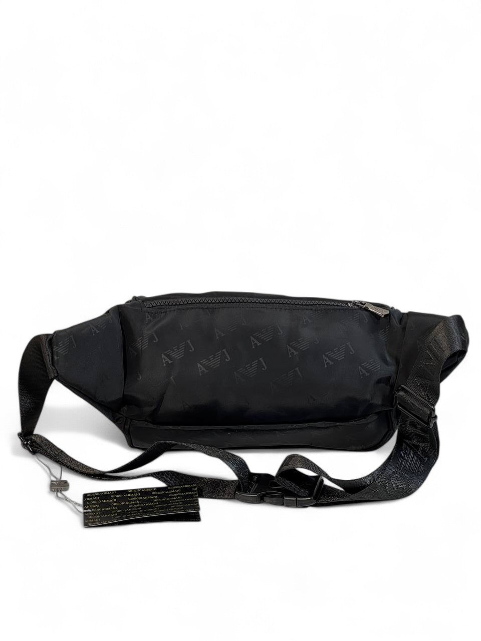 Emporio Armani EA7 Black Belt Bag 🖤 | Luxury Monogram Crossbody Pouch for Everyday Style