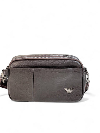Emporio Armani Brown Leather Crossbody Bag 🤎 | Classic Italian Luxury for Everyday Use