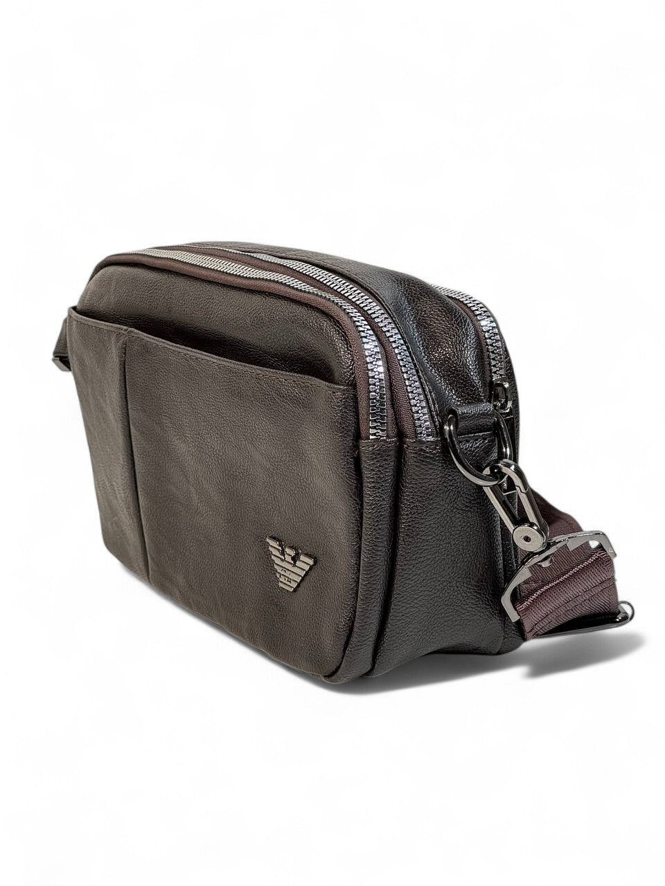 Emporio Armani Brown Leather Crossbody Bag 🤎 | Classic Italian Luxury for Everyday Use