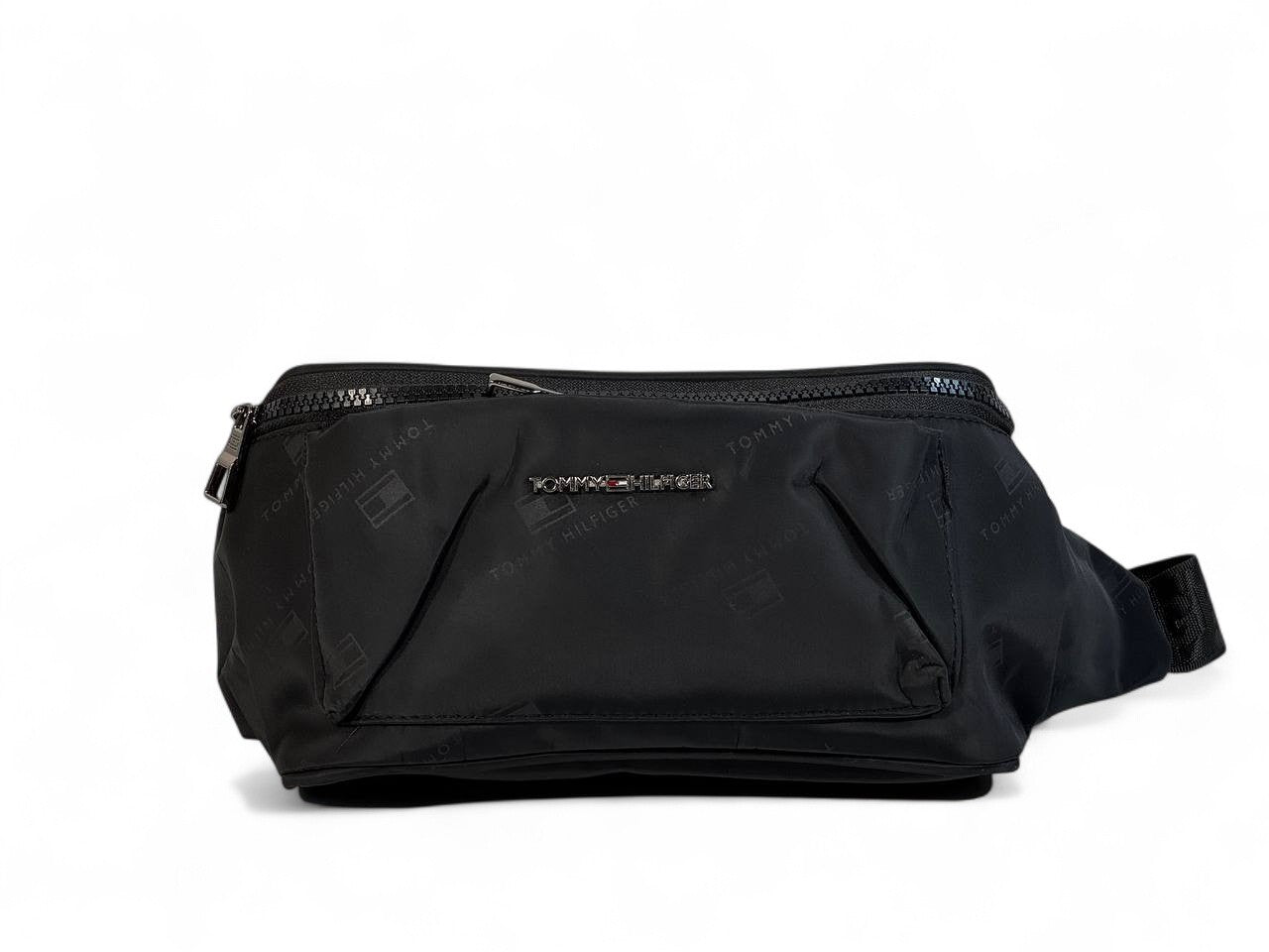 Tommy Hilfiger Black Monogram Belt Bag 🖤 | Sleek Crossbody for Everyday Style