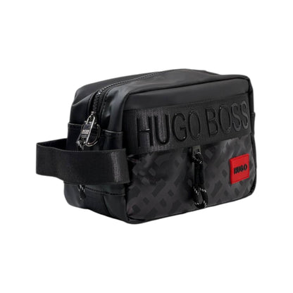 HUGO BOSS Signature Monogram Travel Pouch – Black & Red Edition 🖤🔥