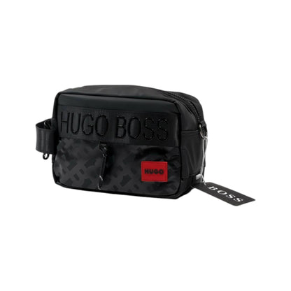 HUGO BOSS Signature Monogram Travel Pouch – Black & Red Edition 🖤🔥