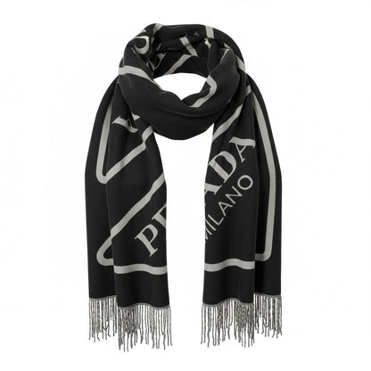 Prada Milano Logo Scarf 🖤✨ | Iconic Black Statement