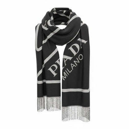 Prada Milano Logo Scarf 🖤✨ | Iconic Black Statement