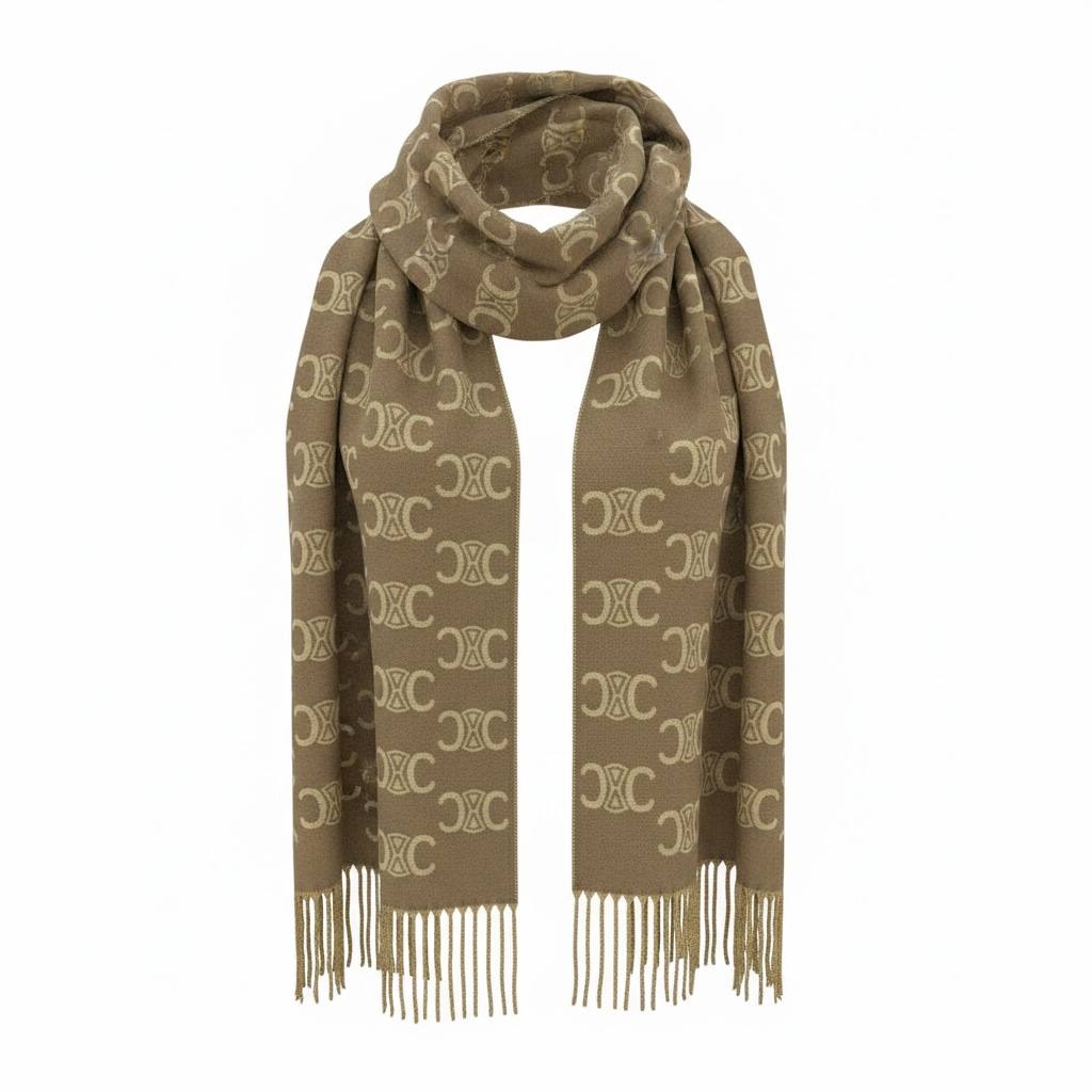 Celine Triomphe Monogram Scarf 🤎✨ | Timeless Neutral Luxury