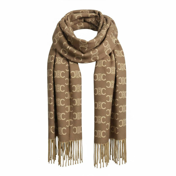 Celine Triomphe Monogram Scarf 🤎✨ | Timeless Neutral Luxury