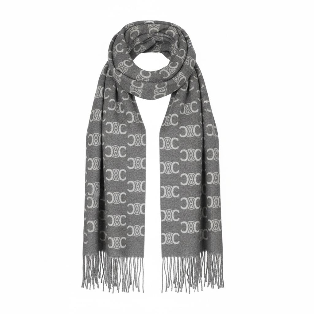 Celine Triomphe Monogram Scarf 🩶✨ | Classic Grey Luxury