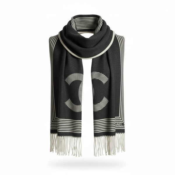 Chanel CC Logo Scarf 🖤🤍 | Classic Black & White Icon