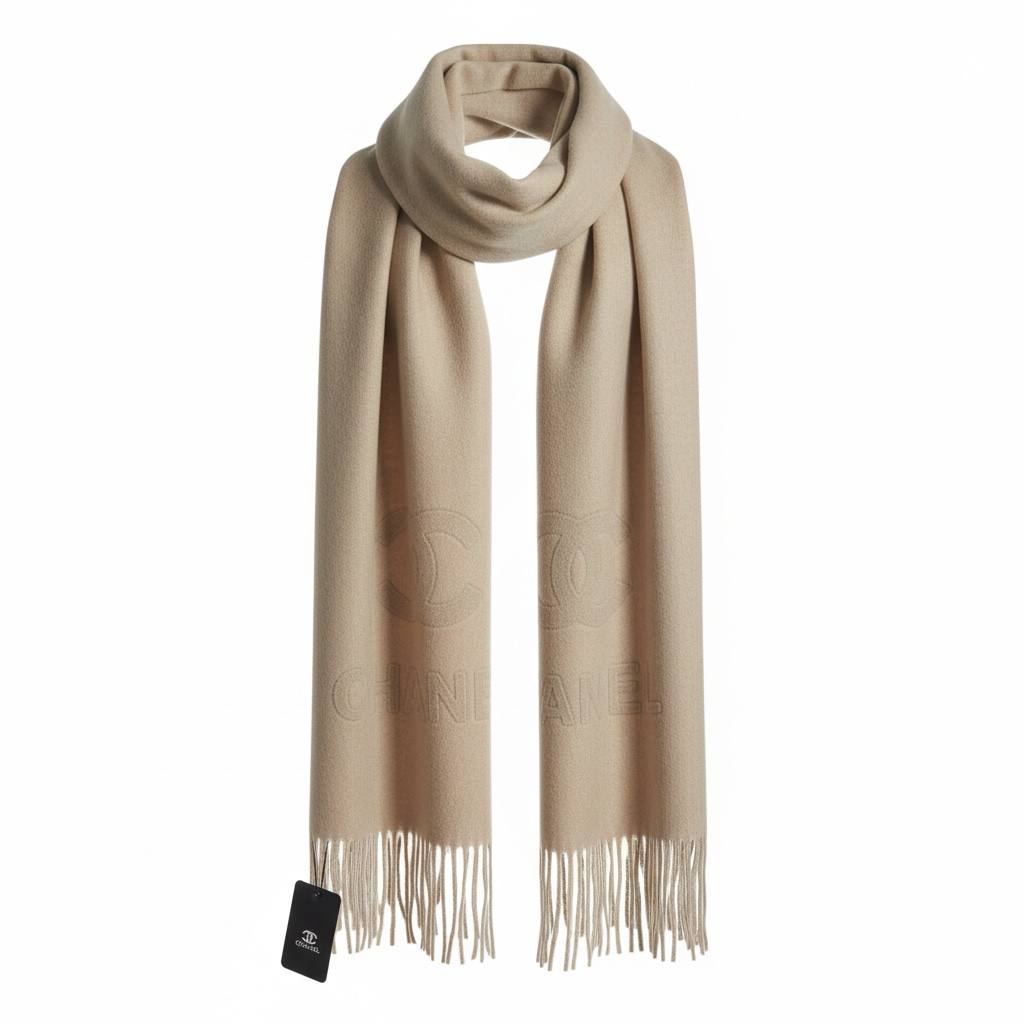 Chanel Classic Beige Logo Scarf 🤍✨ | Timeless Parisian Elegance