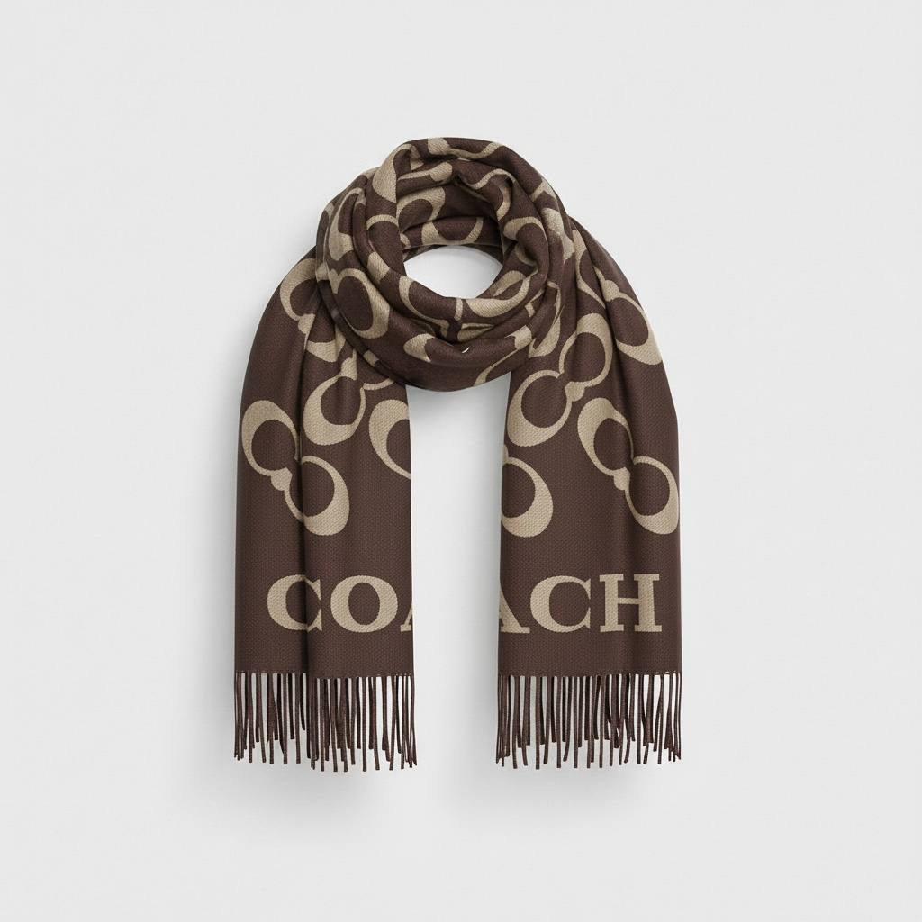 Coach Signature Monogram Scarf 🤎✨ | Classic Brown Luxury Essential