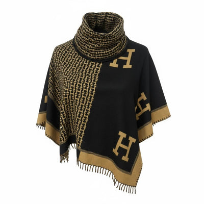 Hermès H Poncho Scarf – Black & Gold 🧣✨