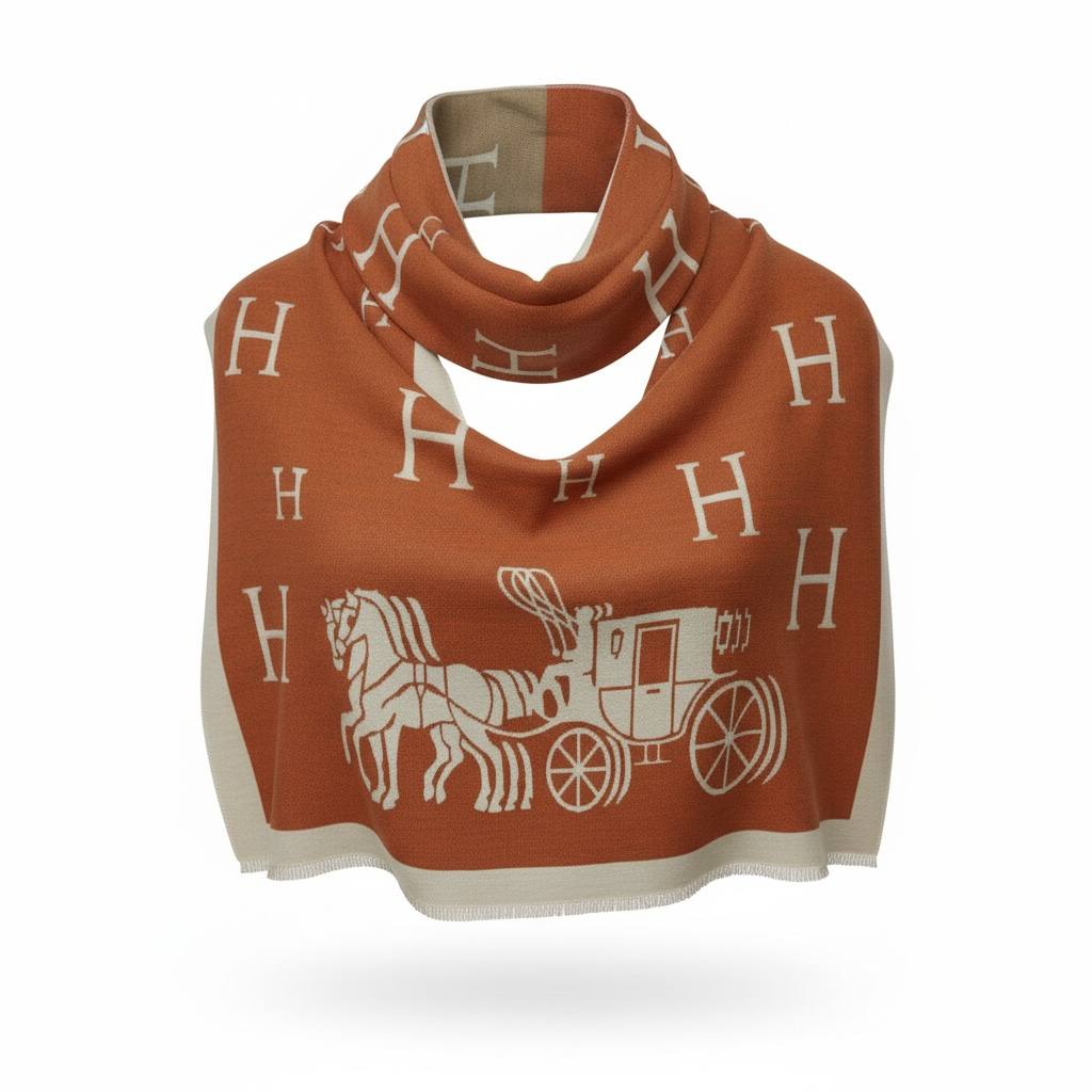 Hermès Double-Face Horse Carriage Scarf 🐎✨ | Timeless Luxury Wrap