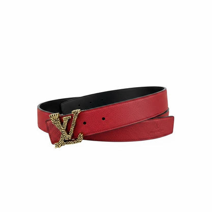 Louis Vuitton Red Grain Leather Monogram Belt 115CM ❤️✨