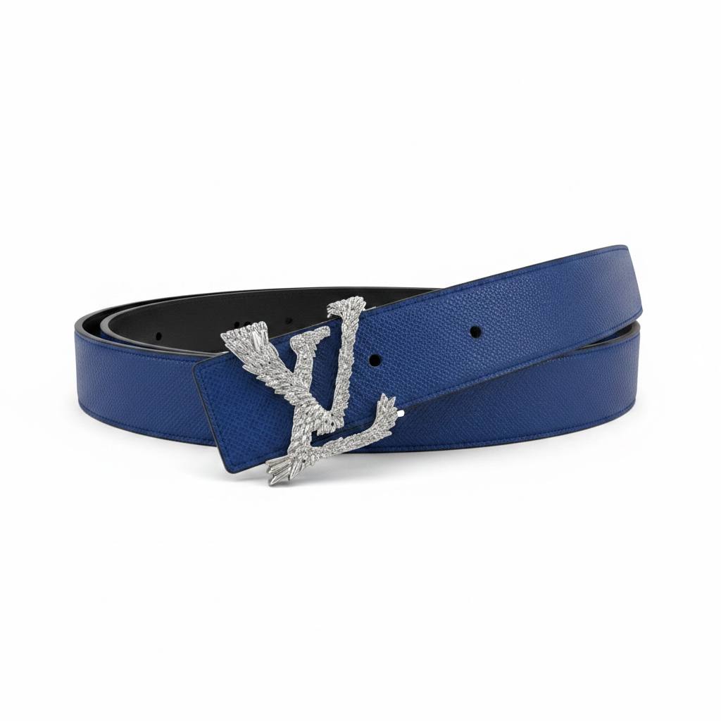 Louis Vuitton Crystal LV Initials Reversible Belt – Royal Blue Edition-120 💙✨