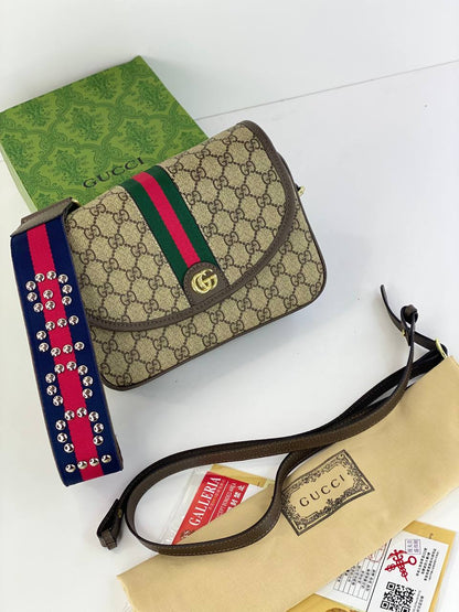 Gucci GG Supreme Mini Bag with Embellished Strap