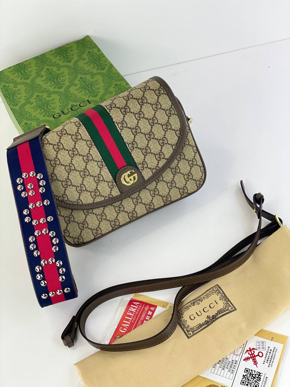 Gucci GG Supreme Mini Bag with Embellished Strap
