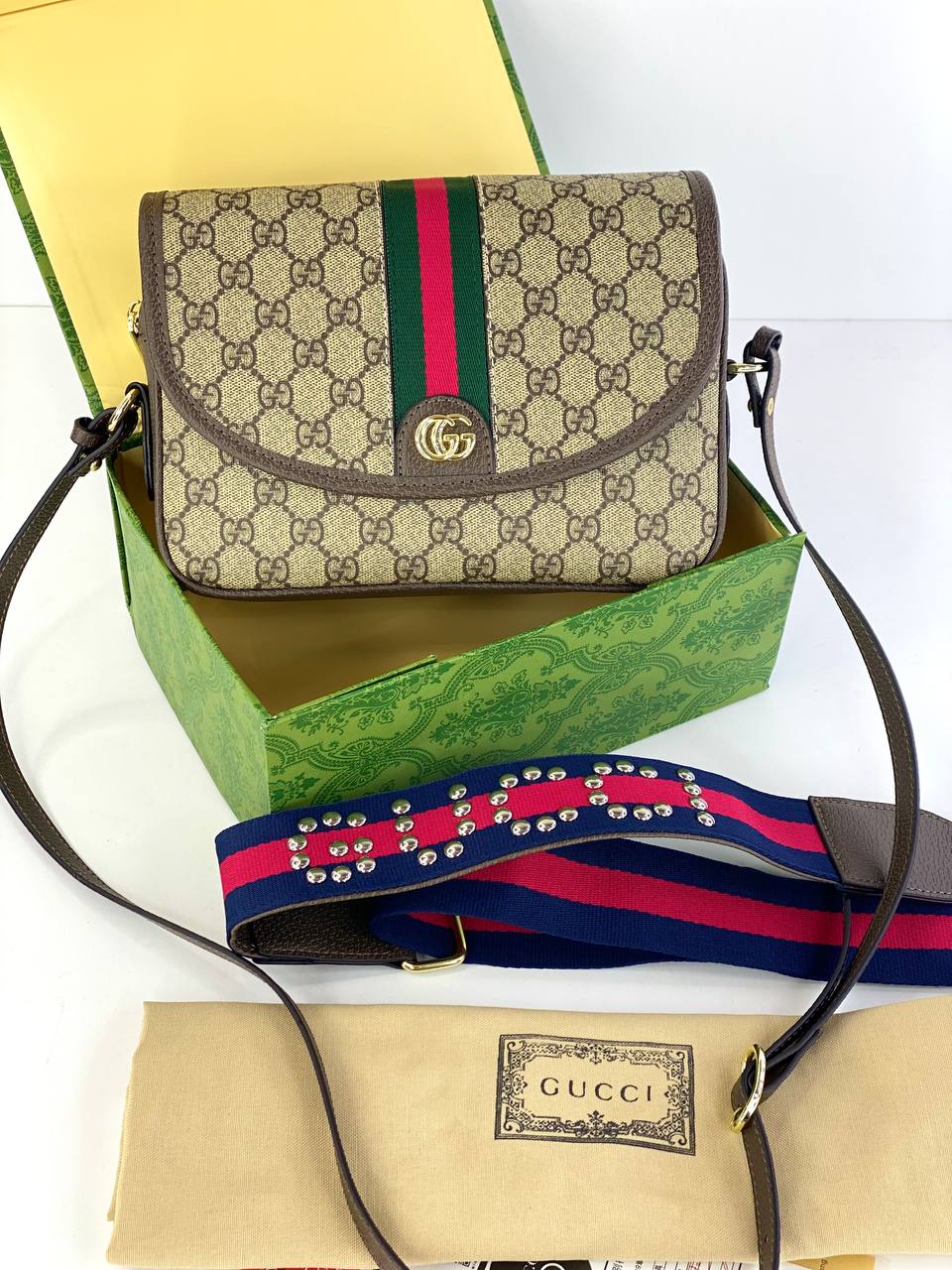 Gucci GG Supreme Mini Bag with Embellished Strap