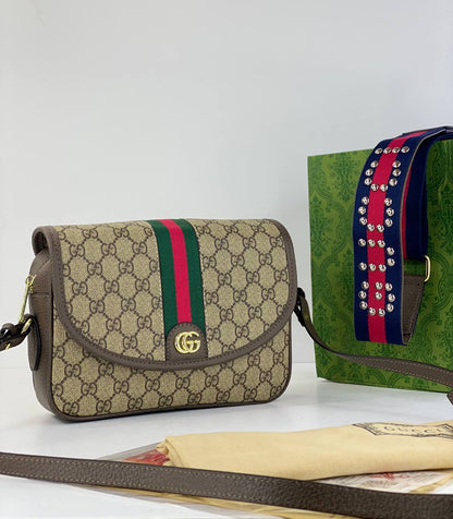 Gucci GG Supreme Mini Bag with Embellished Strap